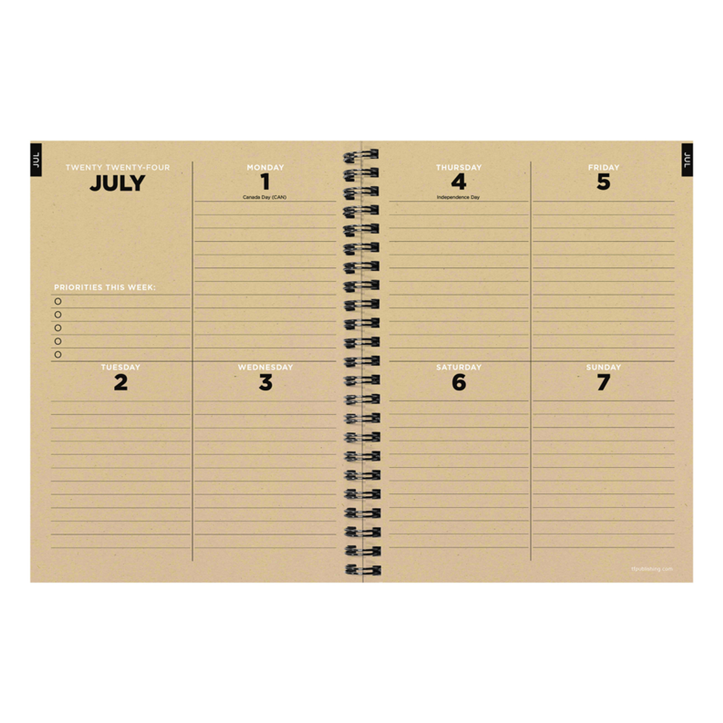 July 2024 - June 2025 Ombre Woods Medium Weekly Monthly Planner