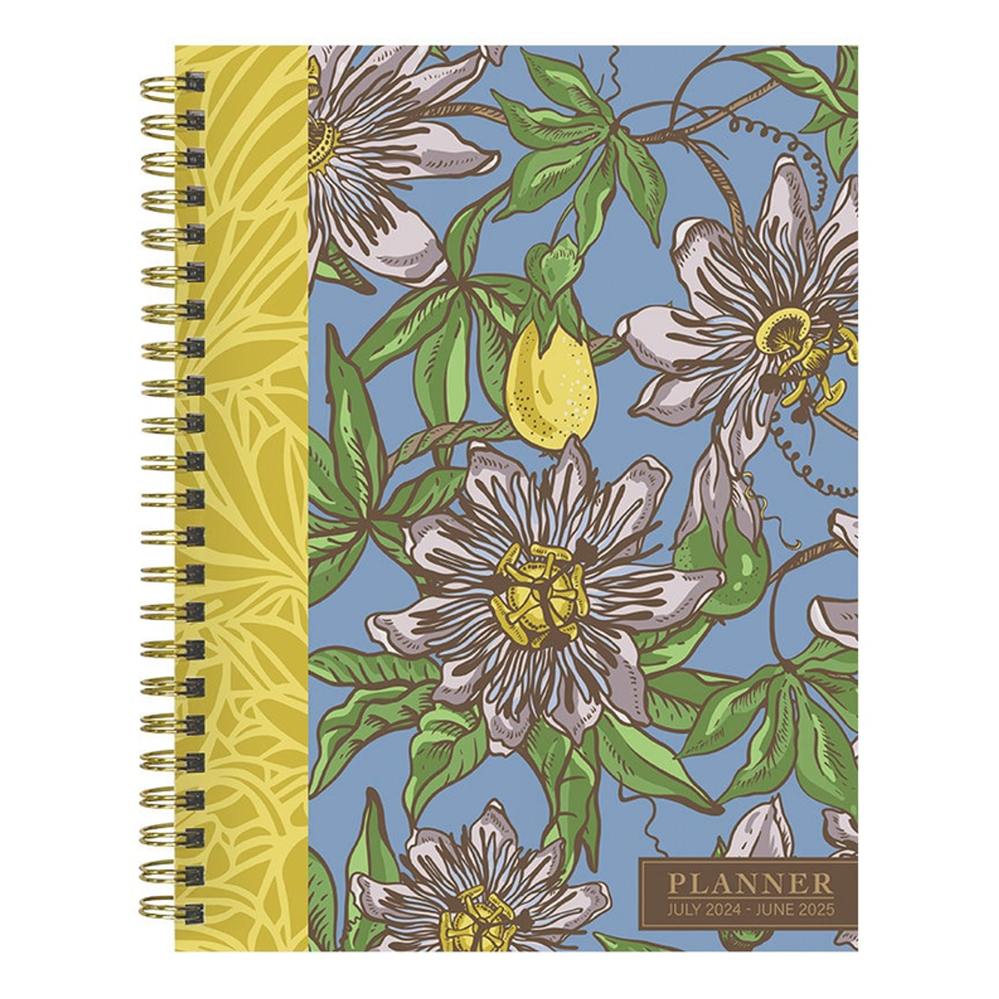 July 2024 - June 2025 Coastal Flowers Medium Weekly Monthly Planner