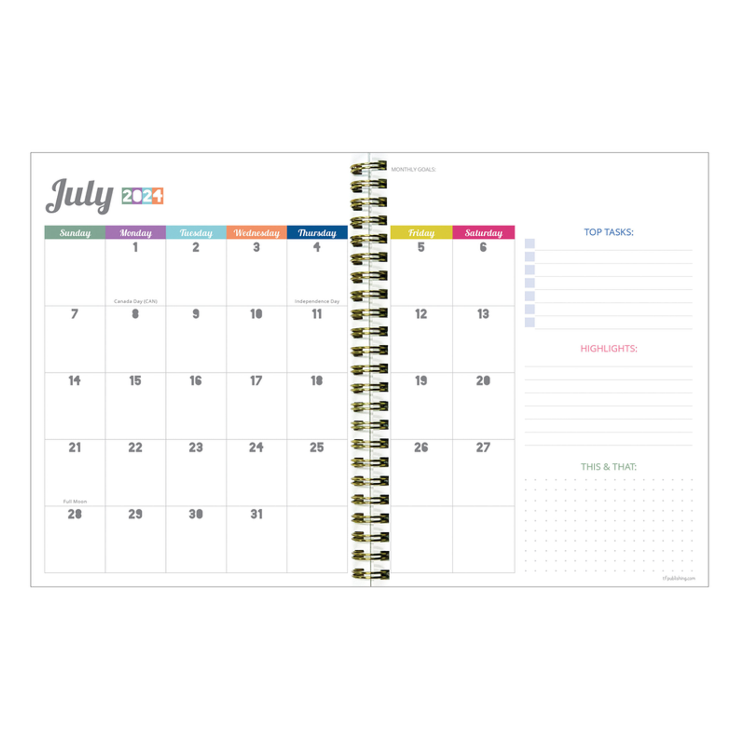 July 2024 - June 2025 Cabana Stripe Medium Weekly Monthly Planner