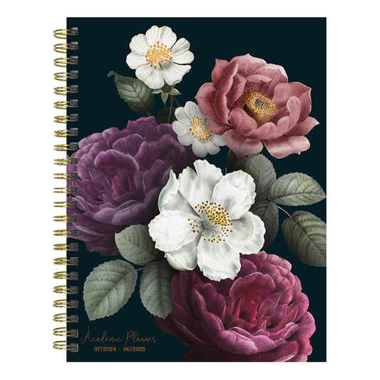 July 2024 - June 2025 Peony and Petals Medium Weekly Monthly Planner