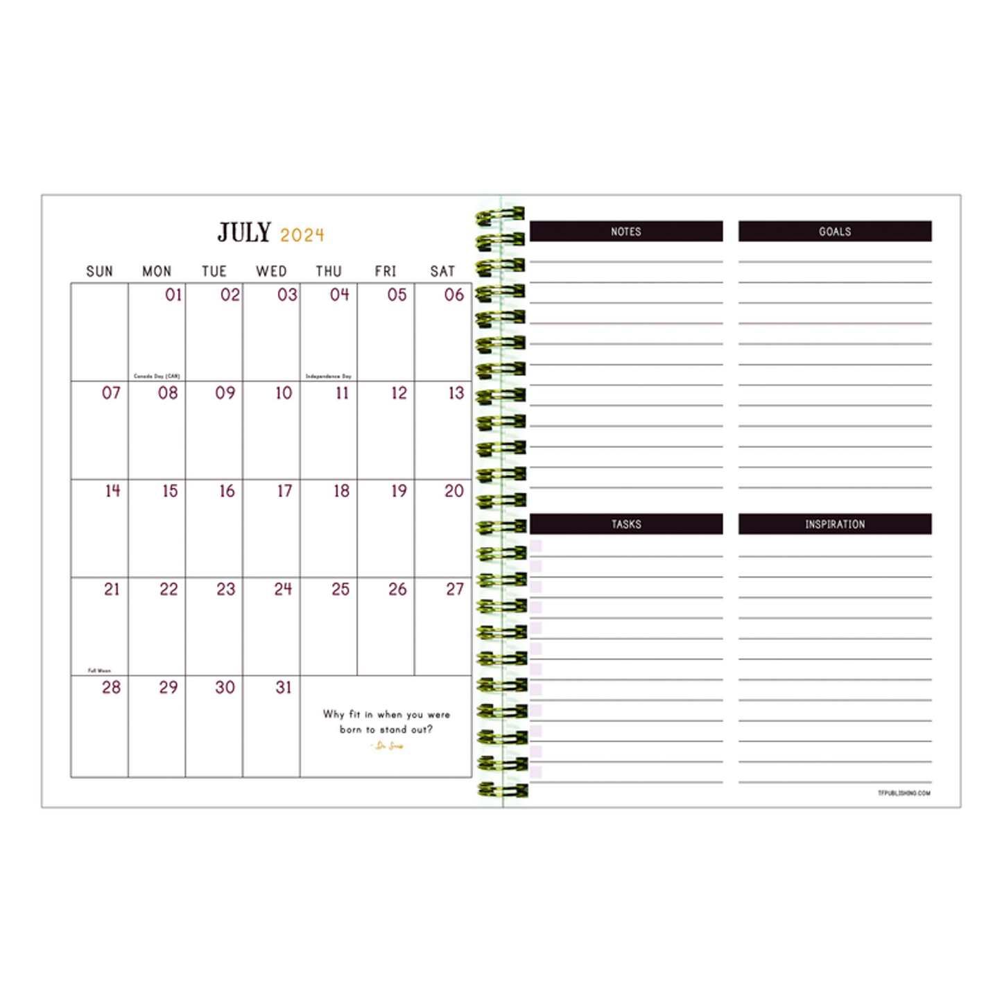 July 2024 - June 2025 Peony and Petals Medium Weekly Monthly Planner