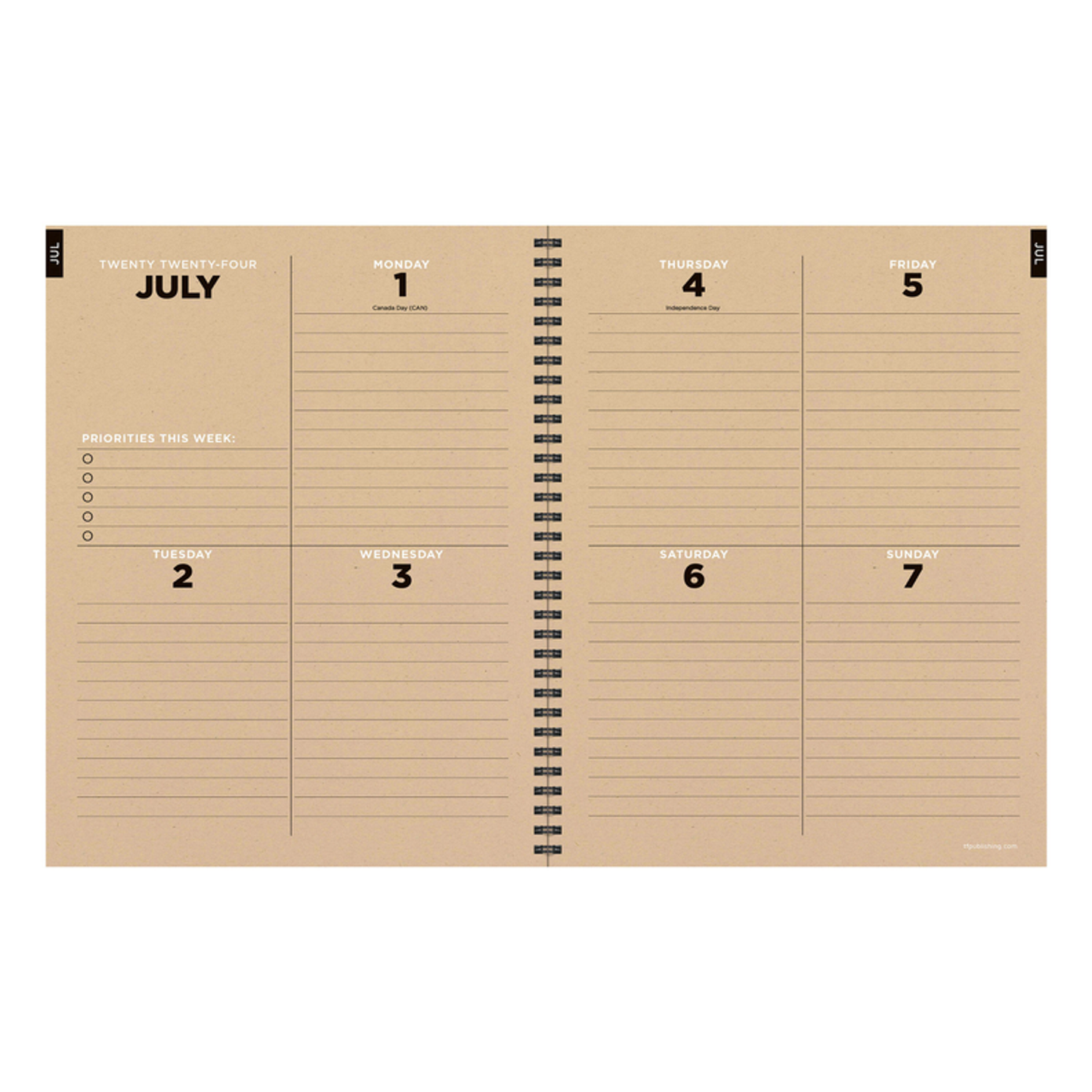 July 2024 - June 2025 Lava Wave Large Weekly Monthly Planner