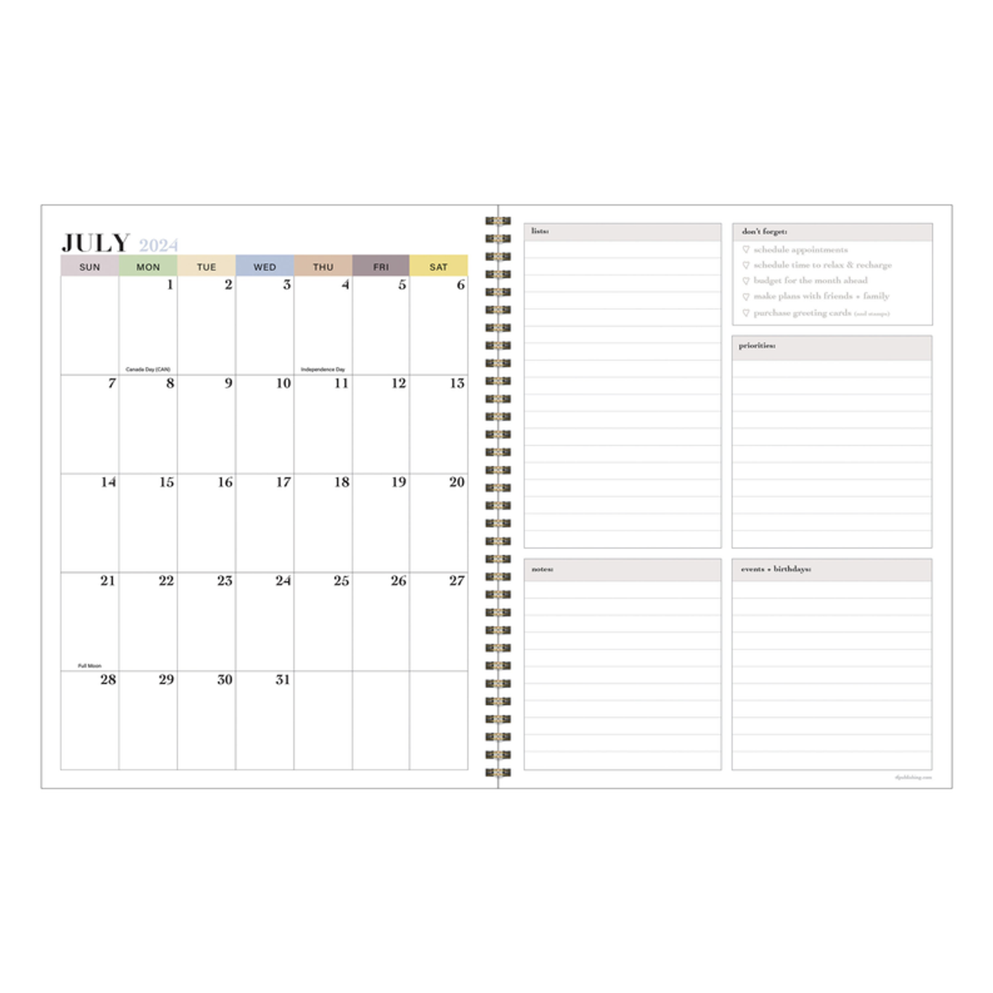 July 2024 - June 2025 Mediterranean Picnic Large Weekly Monthly Planner