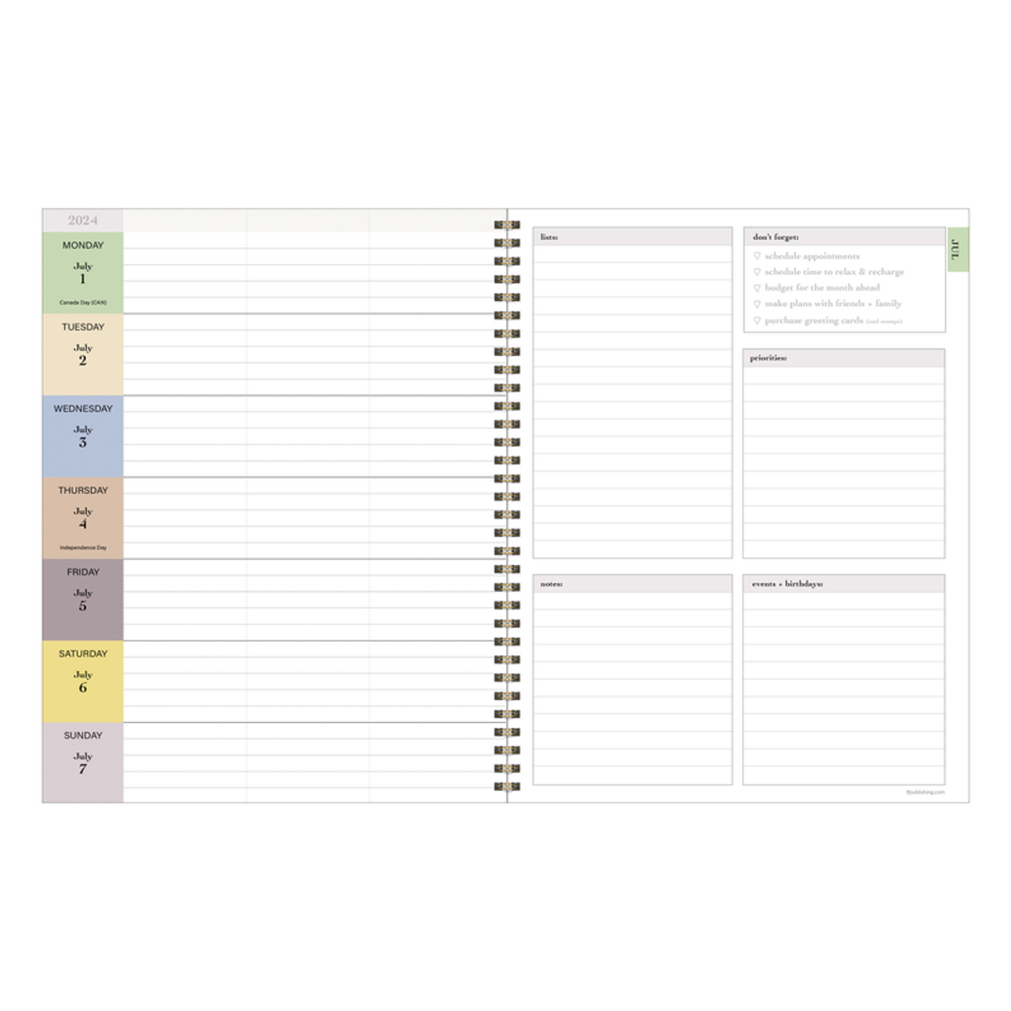 July 2024 - June 2025 Mediterranean Picnic Large Weekly Monthly Planner