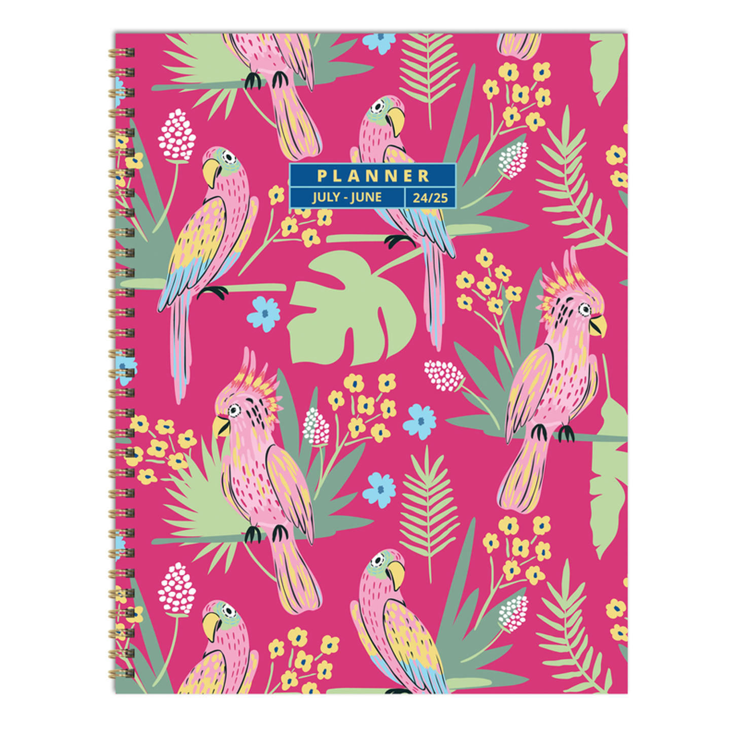 July 2024 - June 2025 Pretty Parrot Large Weekly Monthly Planner