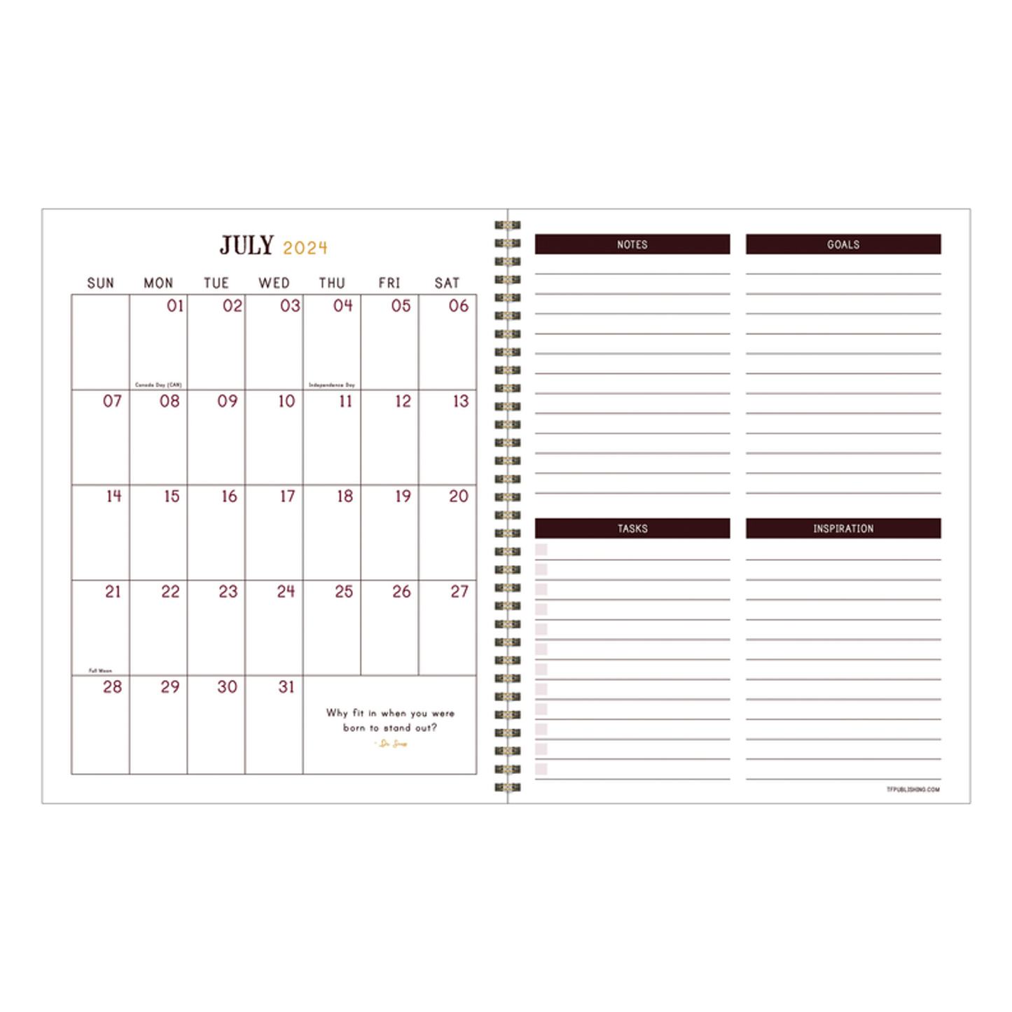 July 2024 - June 2025 Merlot Large Weekly Monthly Planner