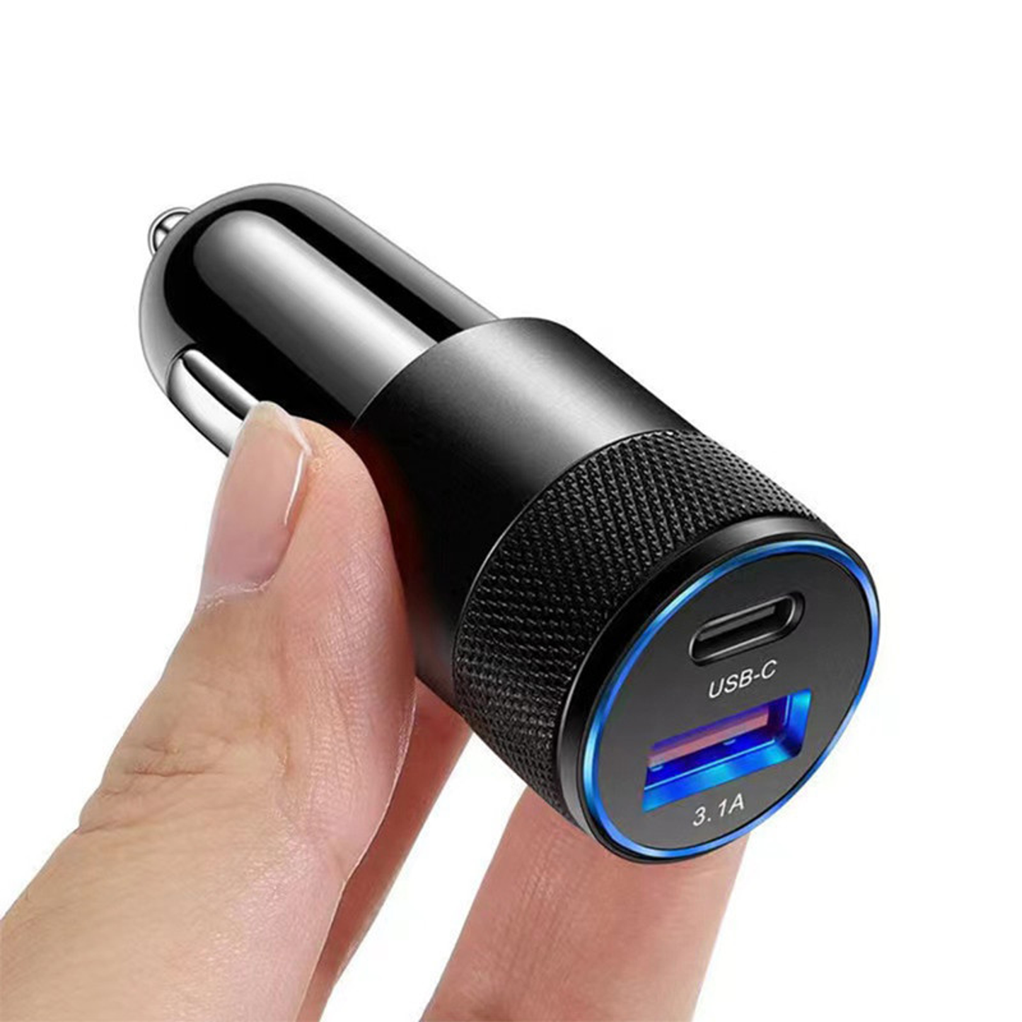 12V Car Charger USB-A & USB-C Output - Black