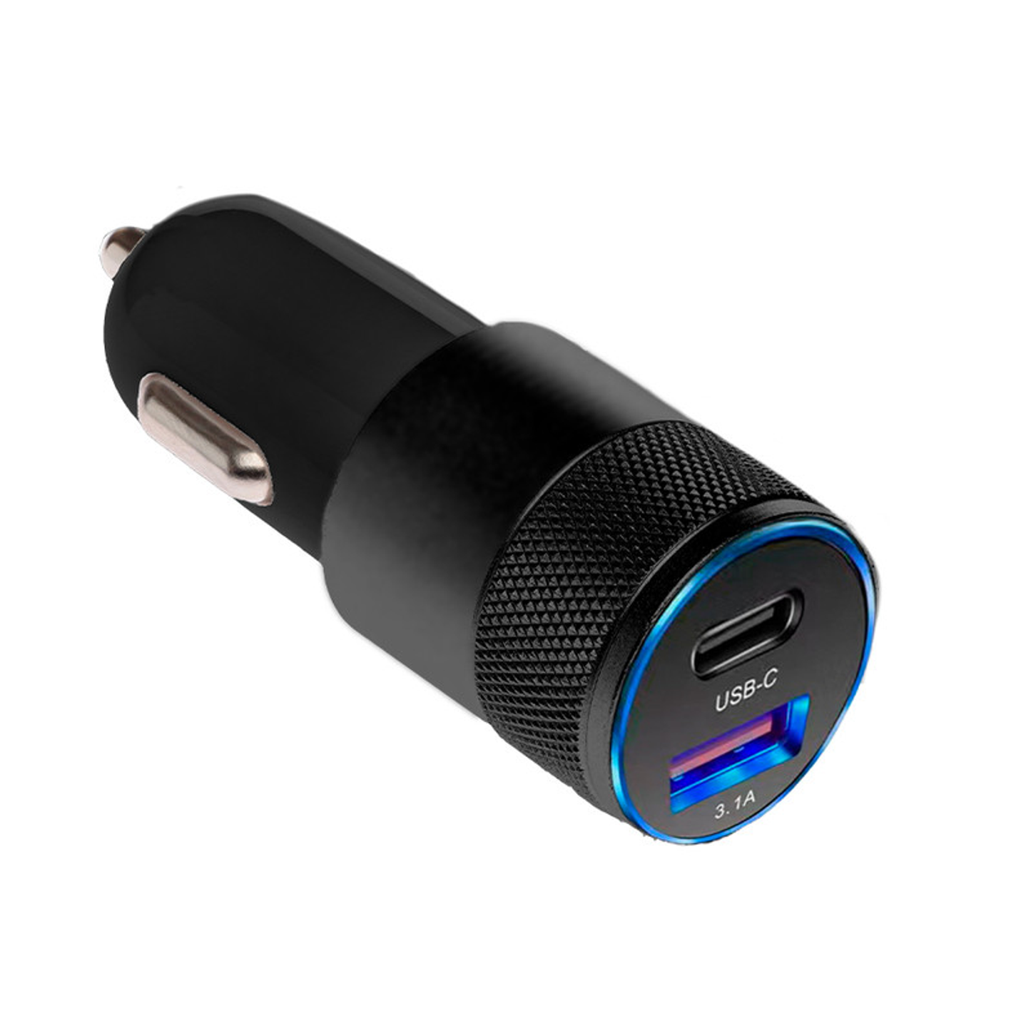 12V Car Charger USB-A & USB-C Output - Black