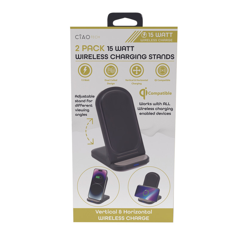 15 Watt Wireless Charging Stand - 2 Pack