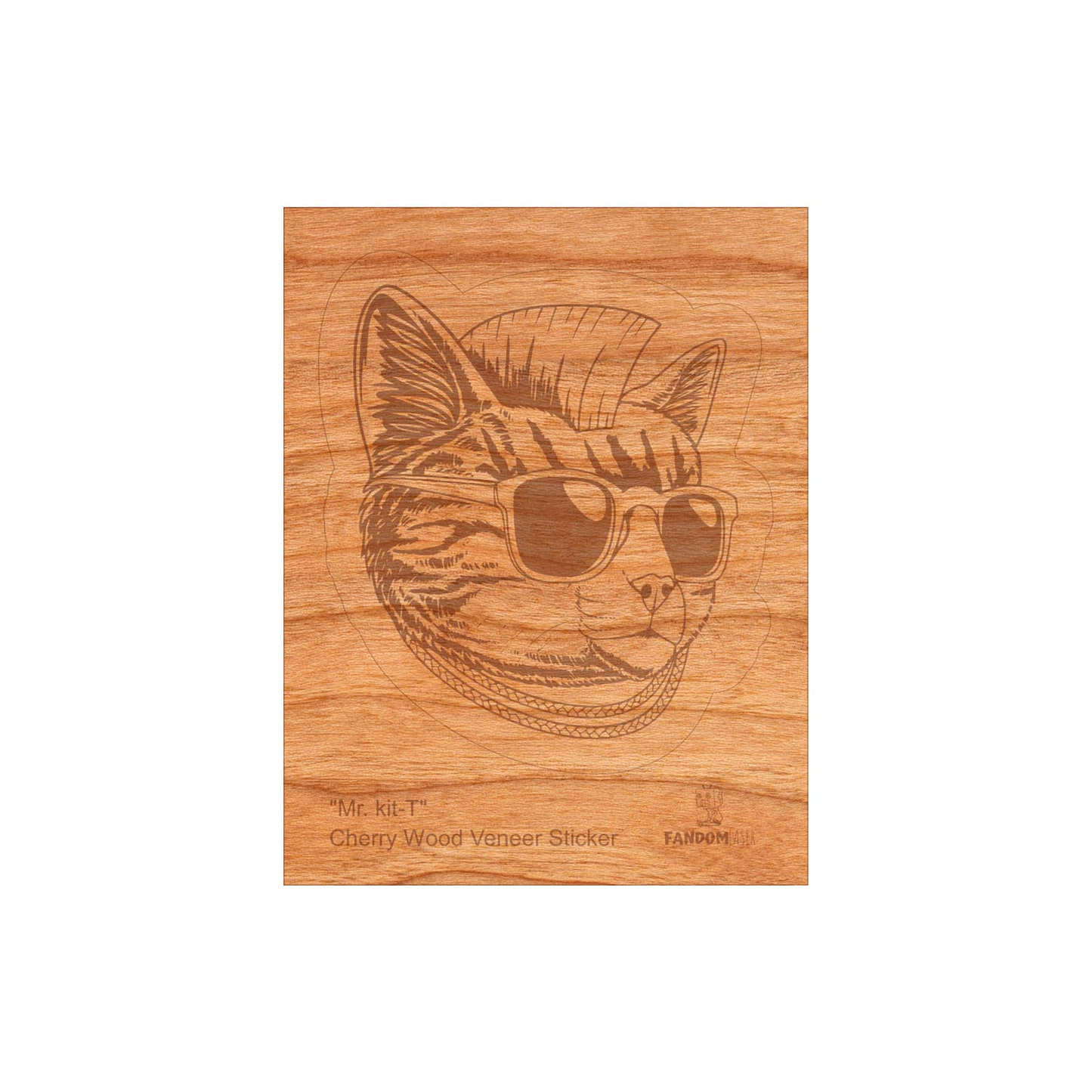 Wood Cat Sticker, Funny Hipster "Mr. Kit T"