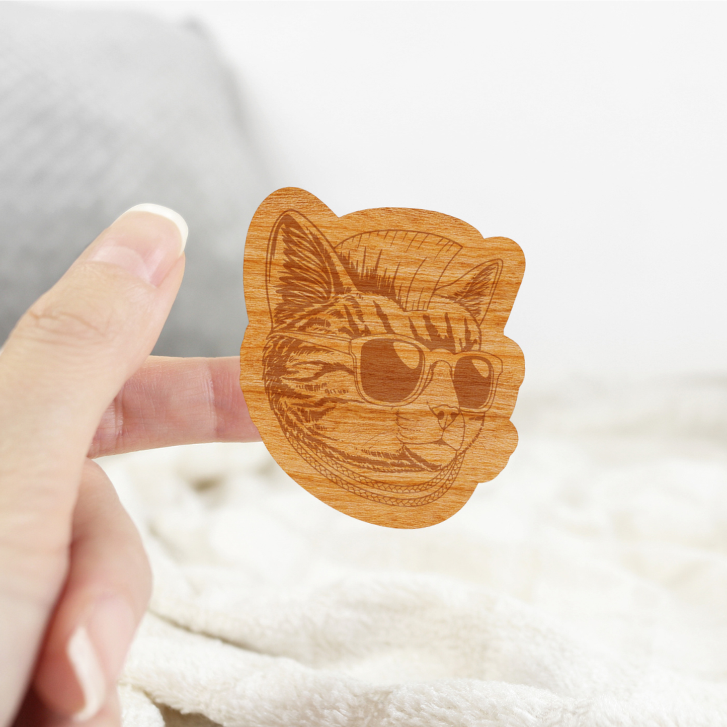 Wood Cat Sticker, Funny Hipster "Mr. Kit T"