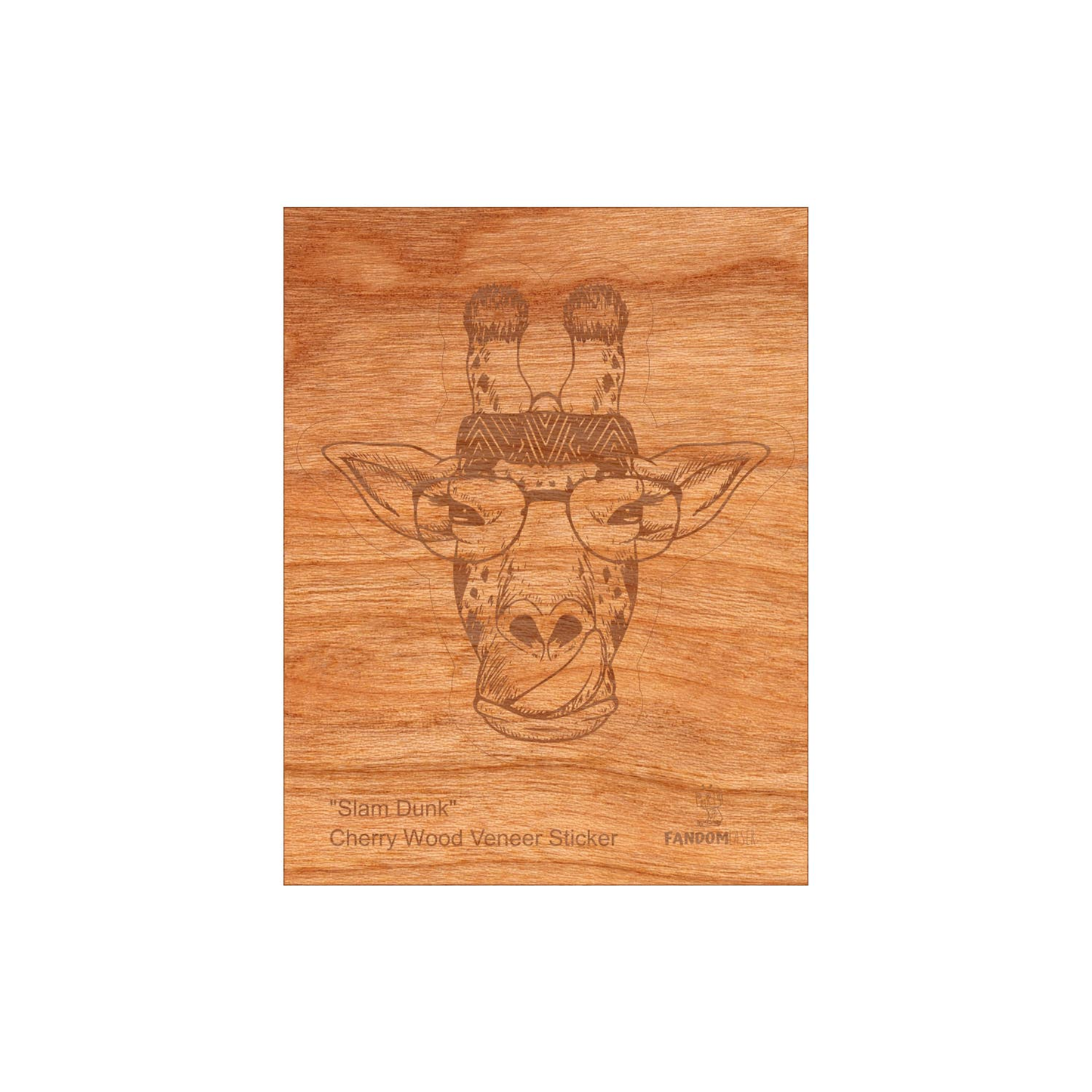 Wood Giraffe Sticker, Funny Hipster "Slam Dunk"