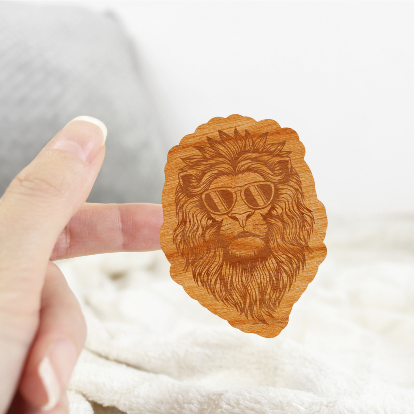 Wood Lion Sticker, Funny Hipster "Mane Attraction"