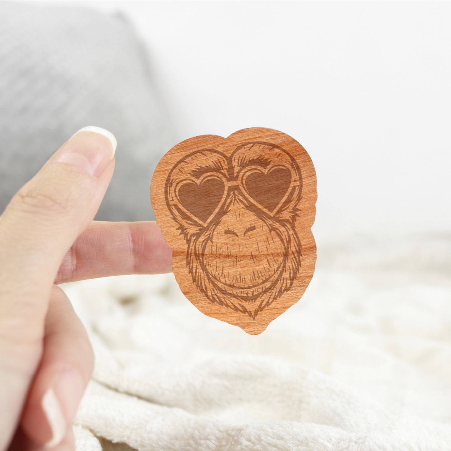 Wood Orangutan Sticker, Funny Hipster "Heartbreaker"