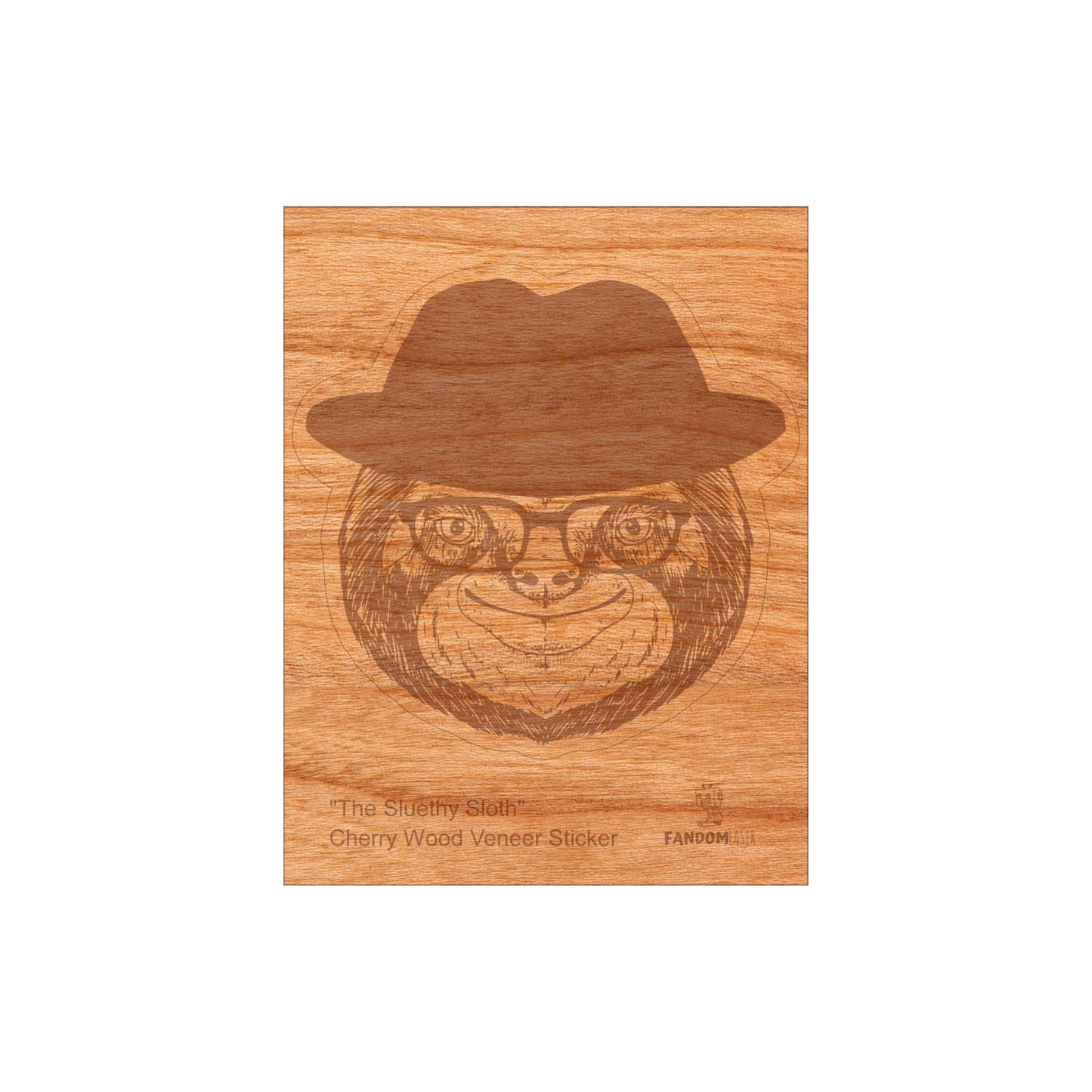 Wood Sloth Sticker, Funny Hipster "Sleuthy Sloth"