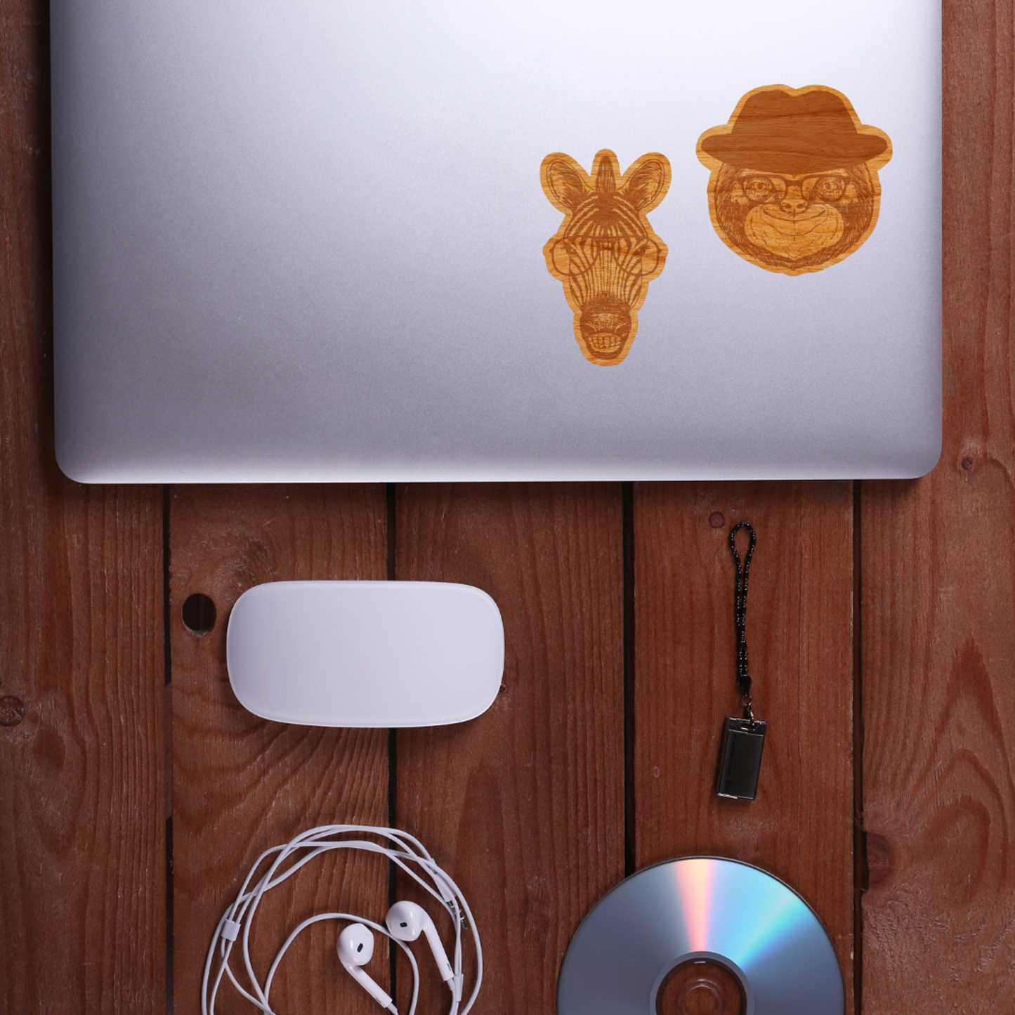 Wood Sloth Sticker, Funny Hipster "Sleuthy Sloth"