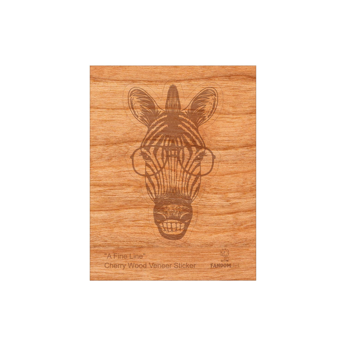 Wood Zebra Sticker, Funny Hipster "Fine Line"