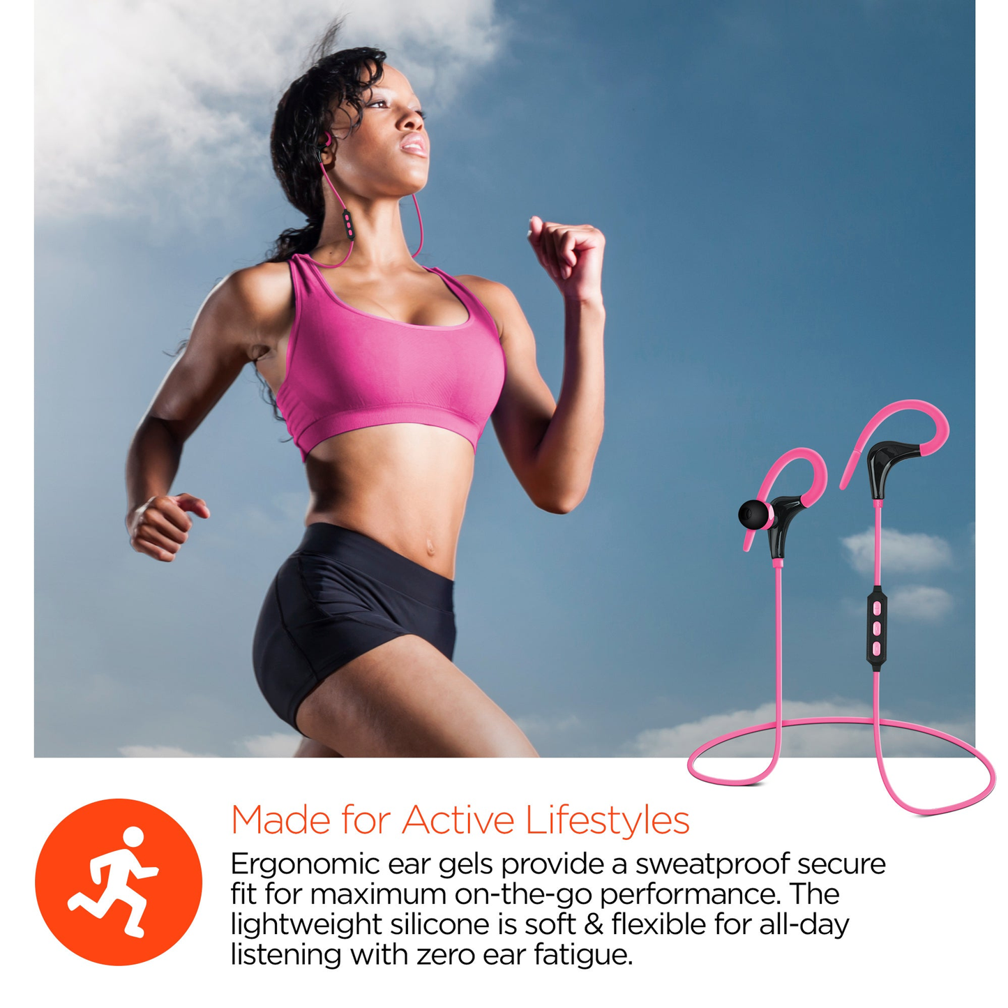 HyperGear Marathon Wireless Sports Earphones Active Pink