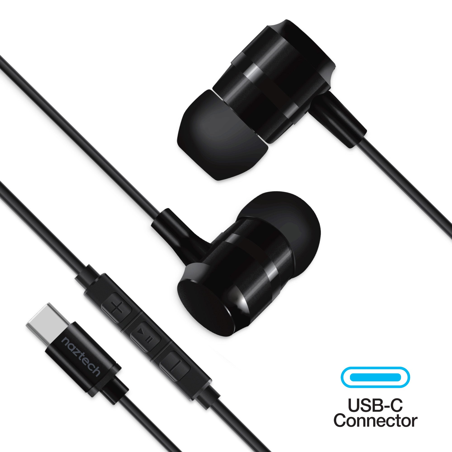 Naztech USB-C Metal Earphones Black