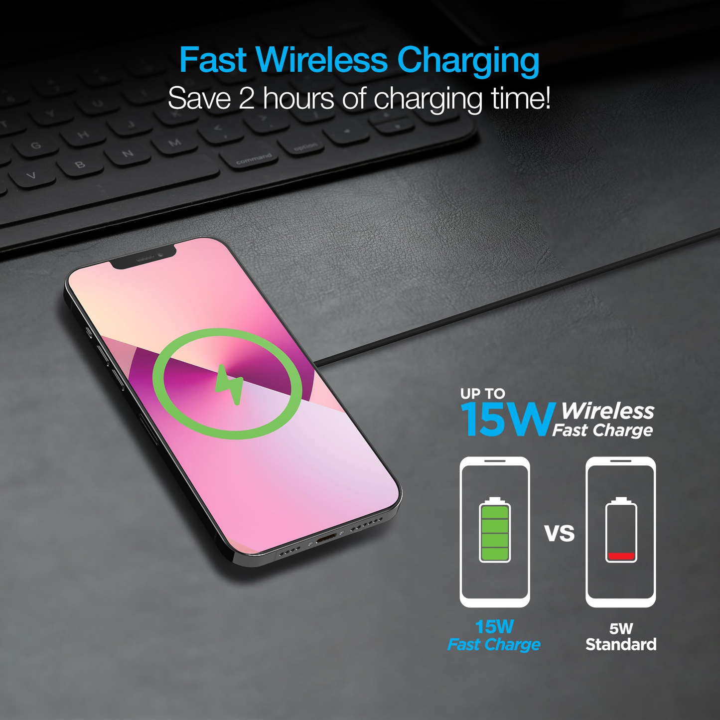 Naztech Alloy Magnetic 15W Wireless Fast Charger Black