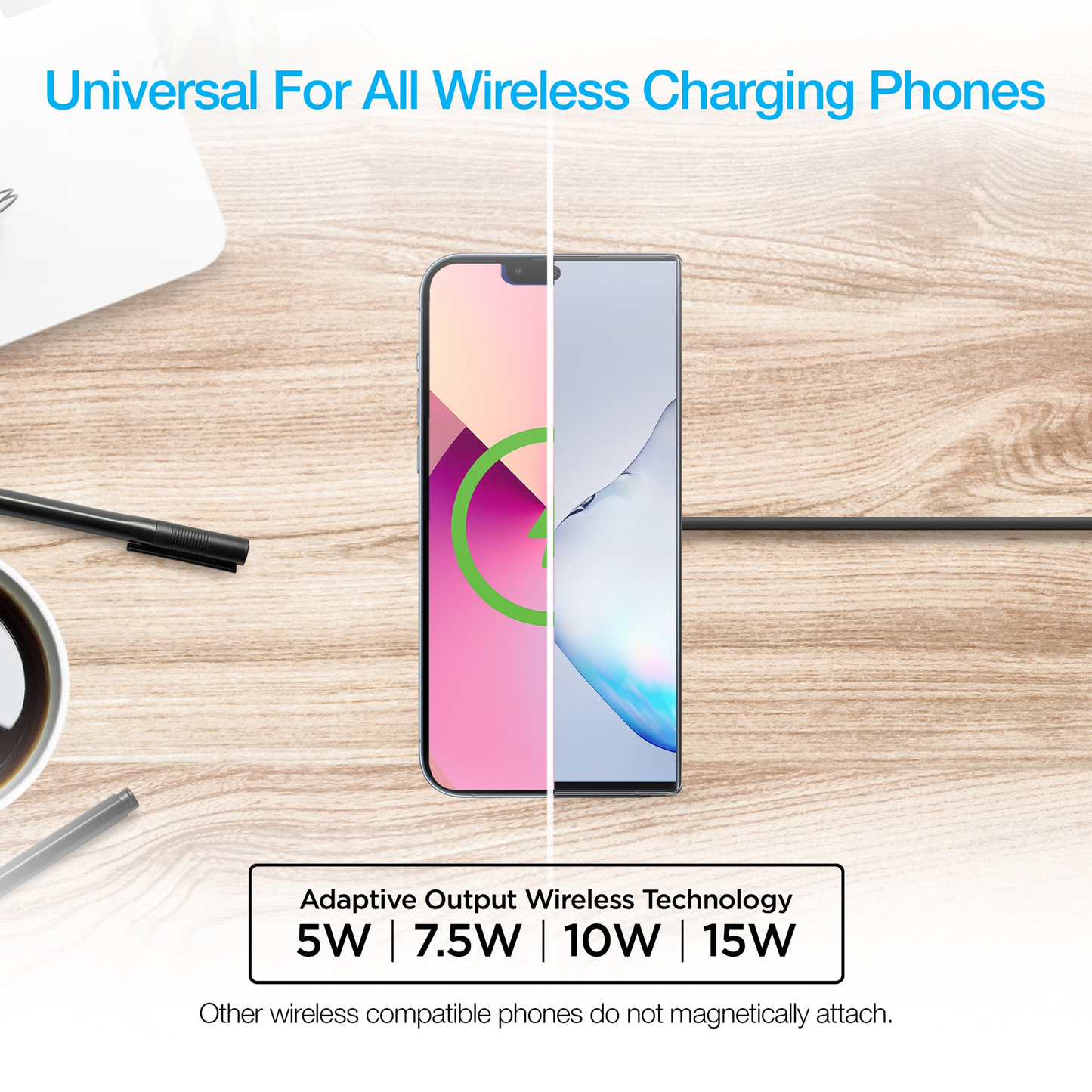 Naztech Alloy Magnetic 15W Wireless Fast Charger Black