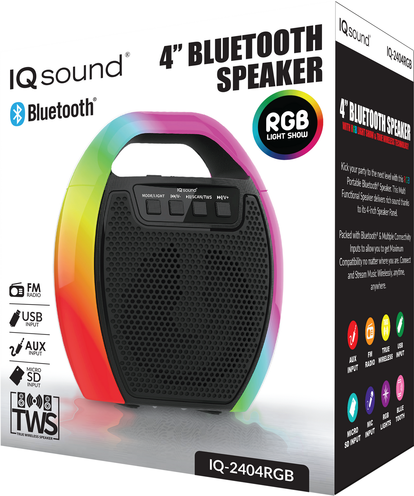 4" Portable Bluetooth Speaker with RGB Handle