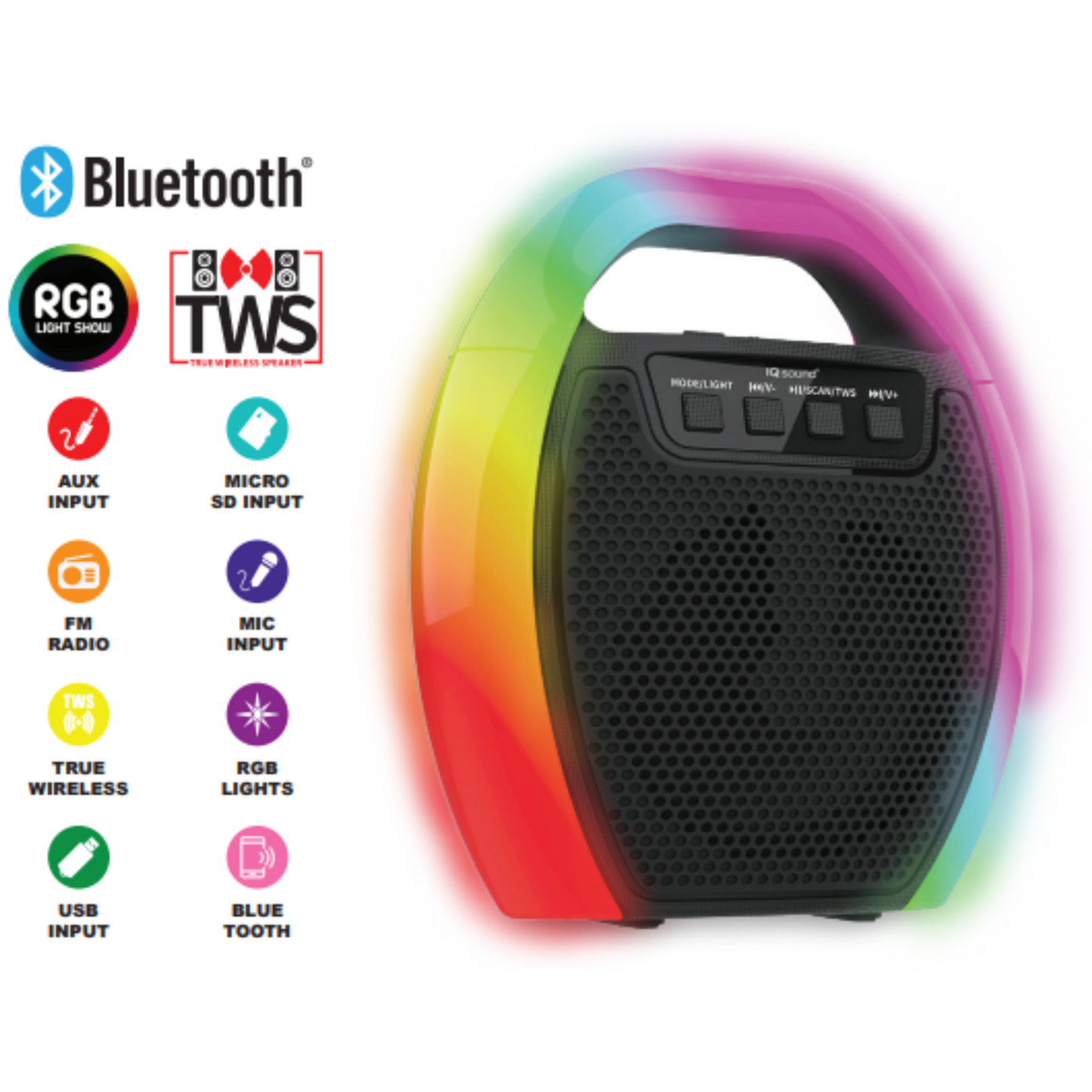 4" Portable Bluetooth Speaker with RGB Handle