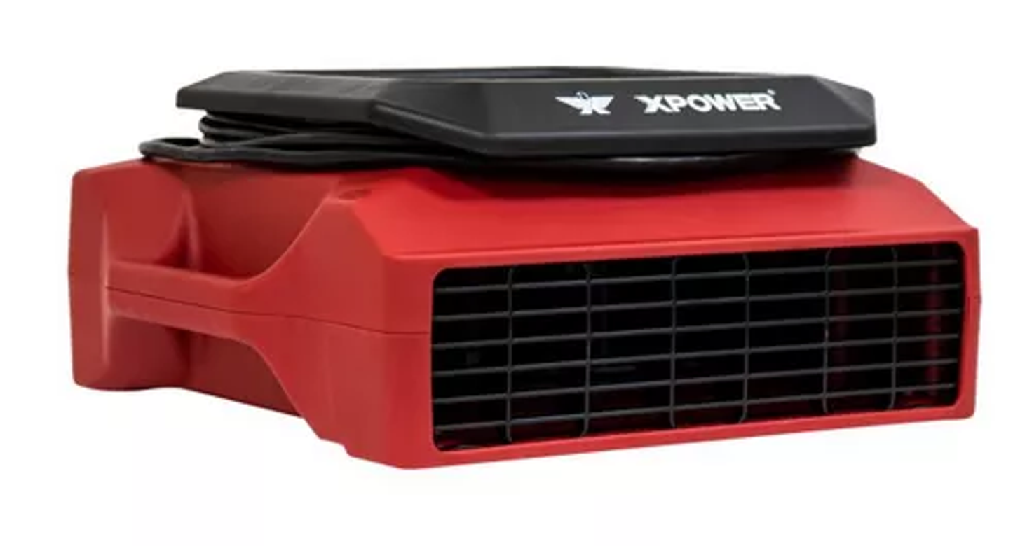 XPOWER PL-700A 1/3 HP 1050 CFM 3 Speed Low Profile Air Mover, Floor Fan, Carpet Dryer with Built-in Power Outlets