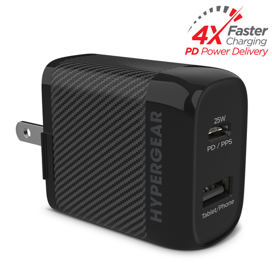 HyperGear SpeedBoost 25W USB-C PD + 12W USB Fast Wall Charger with PPS