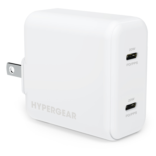 HyperGear SpeedBoost 20W USB-C PD + 20W USB-C PD Fast Wall Charger with PPS