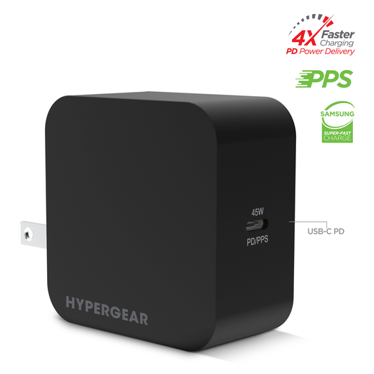 HyperGear SpeedBoost 45W USB-C PD Laptop Wall Charger with PPS