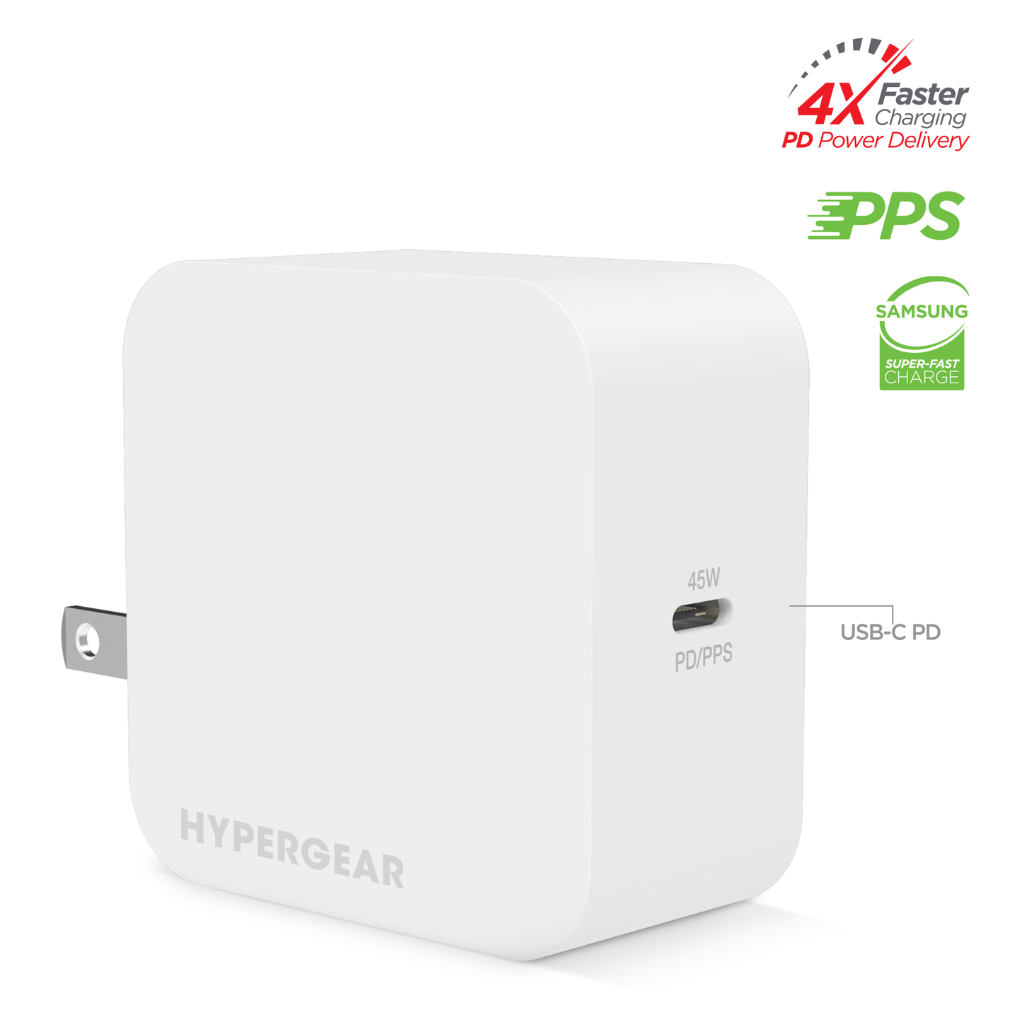 HyperGear SpeedBoost 45W USB-C PD Laptop Wall Charger with PPS