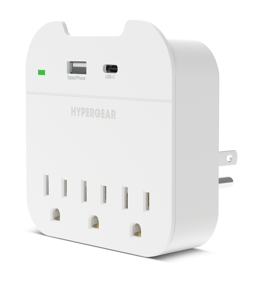 HyperGear Multi Plug 5 Outlet Extender with USB-C & USB Ports