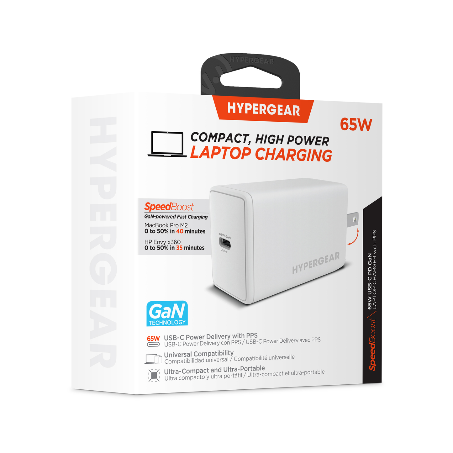 HyperGear SpeedBoost 65W USB-C PD GaN Laptop Wall Charger with PPS